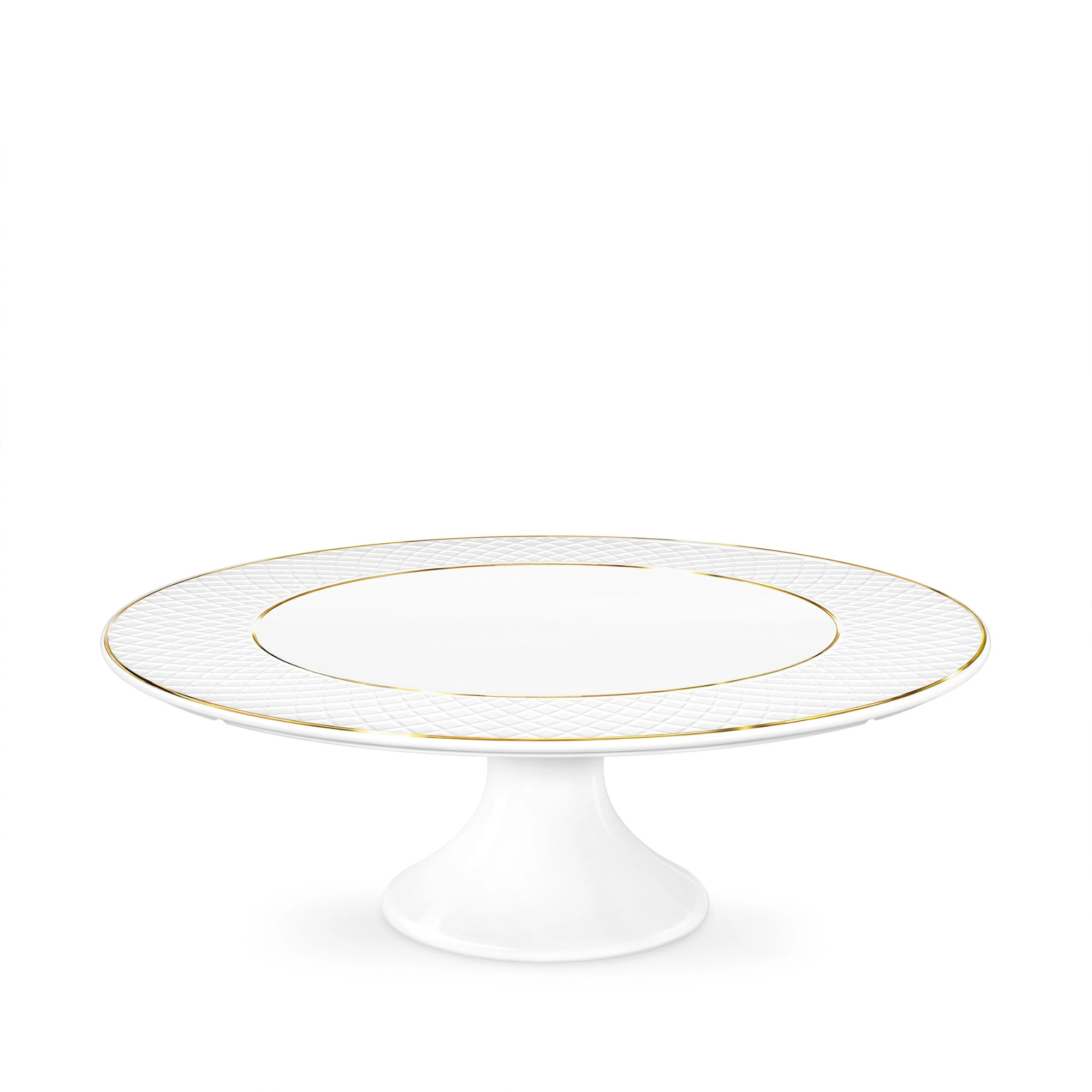 Cake platter white porcelain with gold rim 30.5x10 cm WL-880102704/A