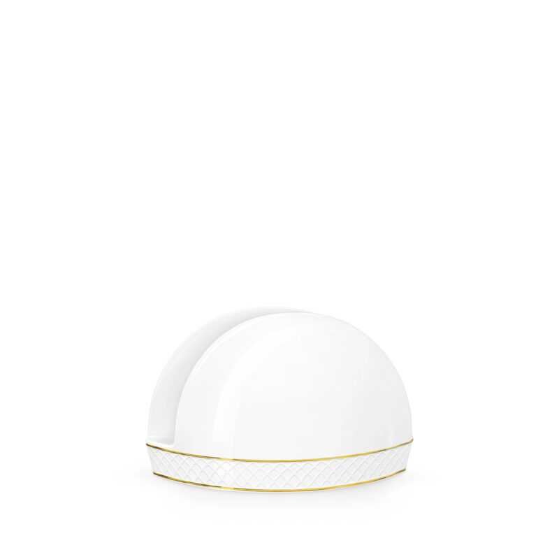 White porcelain napkin holder 12x7.5 cm with gold rim WL-880102901/A
