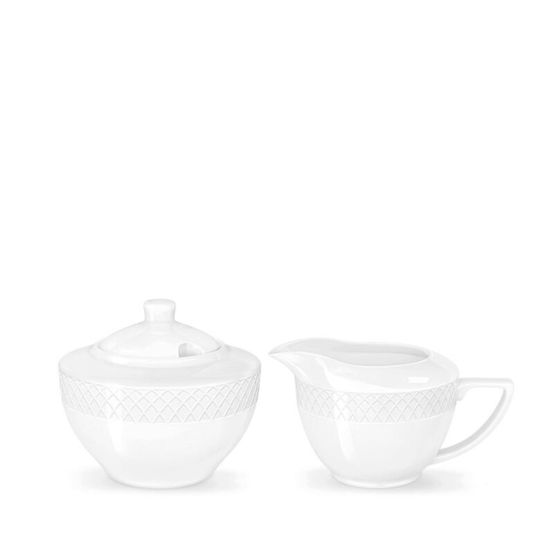 Cukiernica i mlecznik biały porcelanowy zestaw 2 sztuki WL-880112/2C