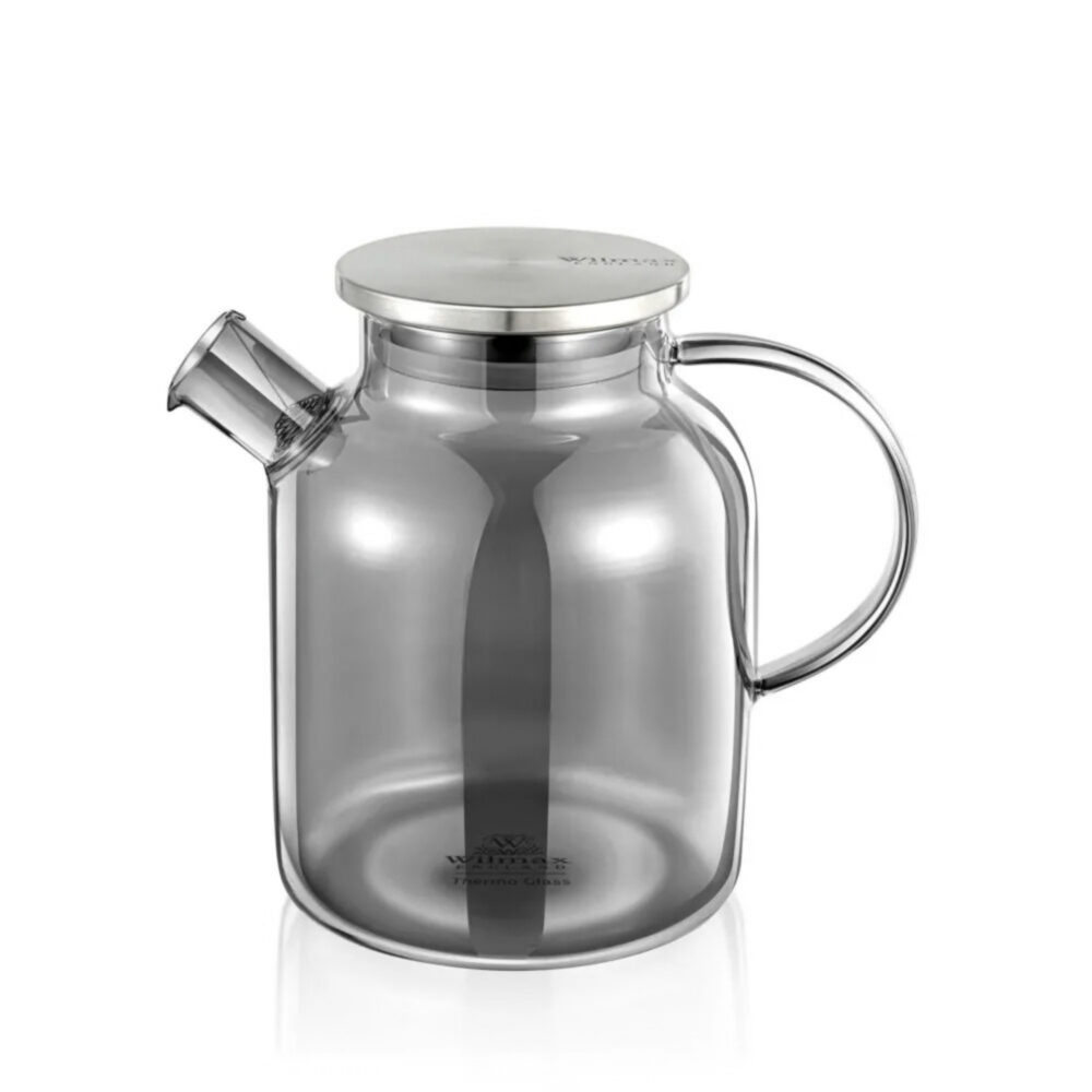 Glass jug for tea silver with stainless steel lid 1600 ml WL-888811002/A