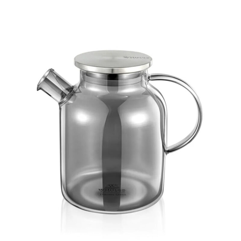 Glass jug for tea silver with stainless steel lid 1600 ml WL-888811002/A