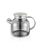 Czajniczek srebrny szklany do herbaty z metalową pokrywką 1200 ml WL-888826002/A