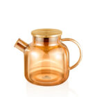 Golden glass teapot for tea with metal lid 1200 ml WL-888826003/A