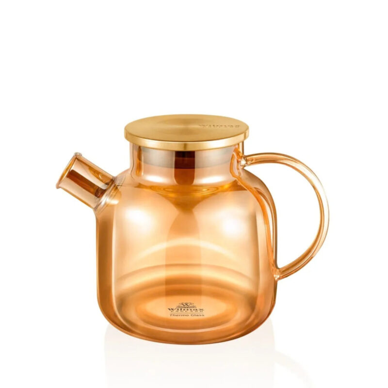 Czajniczek złoty szklany do herbaty z metalową pokrywką 1200 ml WL-888826003/A