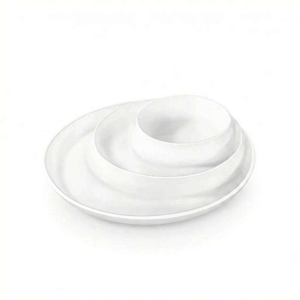 Półmisek dzielony okrągły 25.5 cm biały porcelanowy WL-992691/A