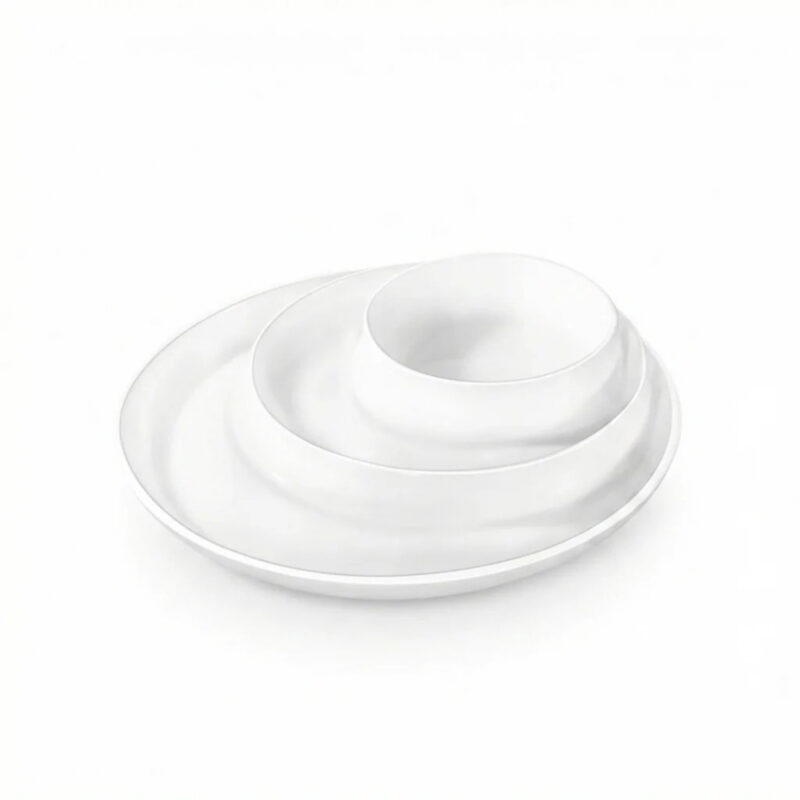 Półmisek dzielony okrągły 25.5 cm biały porcelanowy WL-992691/A